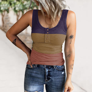 Fashion-Color block Gradient Sleeveless Tank Top.