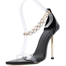 Load image into Gallery viewer, High-heeled Diamond Chain Pointed Stiletto Sandals.