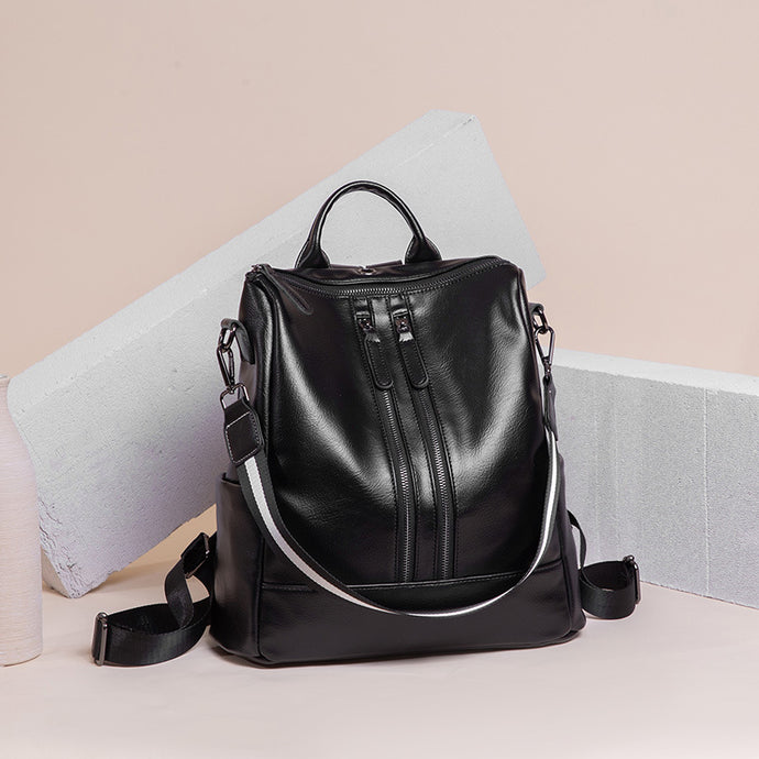 Oil Wax Leather Backpack-Soft Leather Leisure Travel.