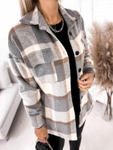 Load image into Gallery viewer, Long-sleeved Single-breasted Plaid Print Shirt, Collar Woolen Jacket.