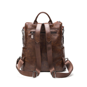 Oil Wax Leather Backpack-Soft Leather Leisure Travel.